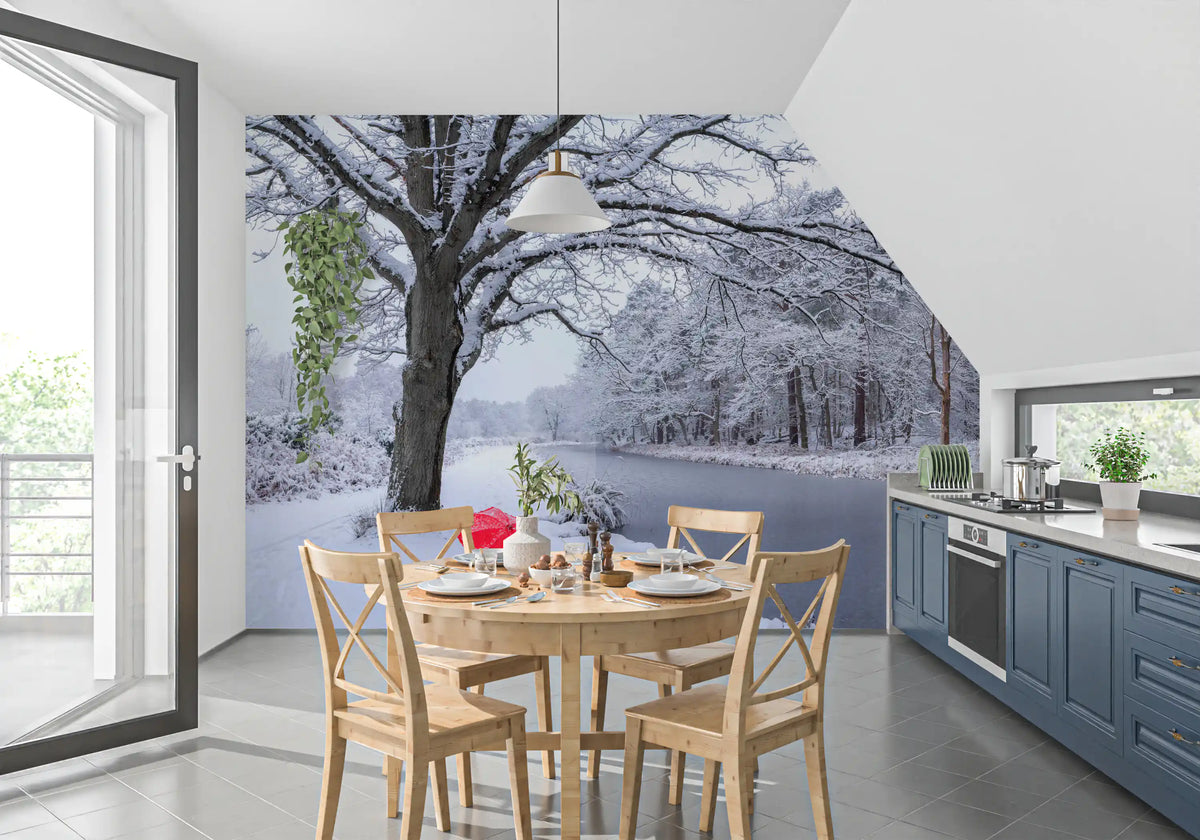 Frozen Canal Winter Wonderland Wall Mural