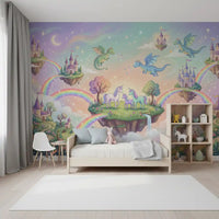Magical Floating Islands and Mythical Friends Wall Mural