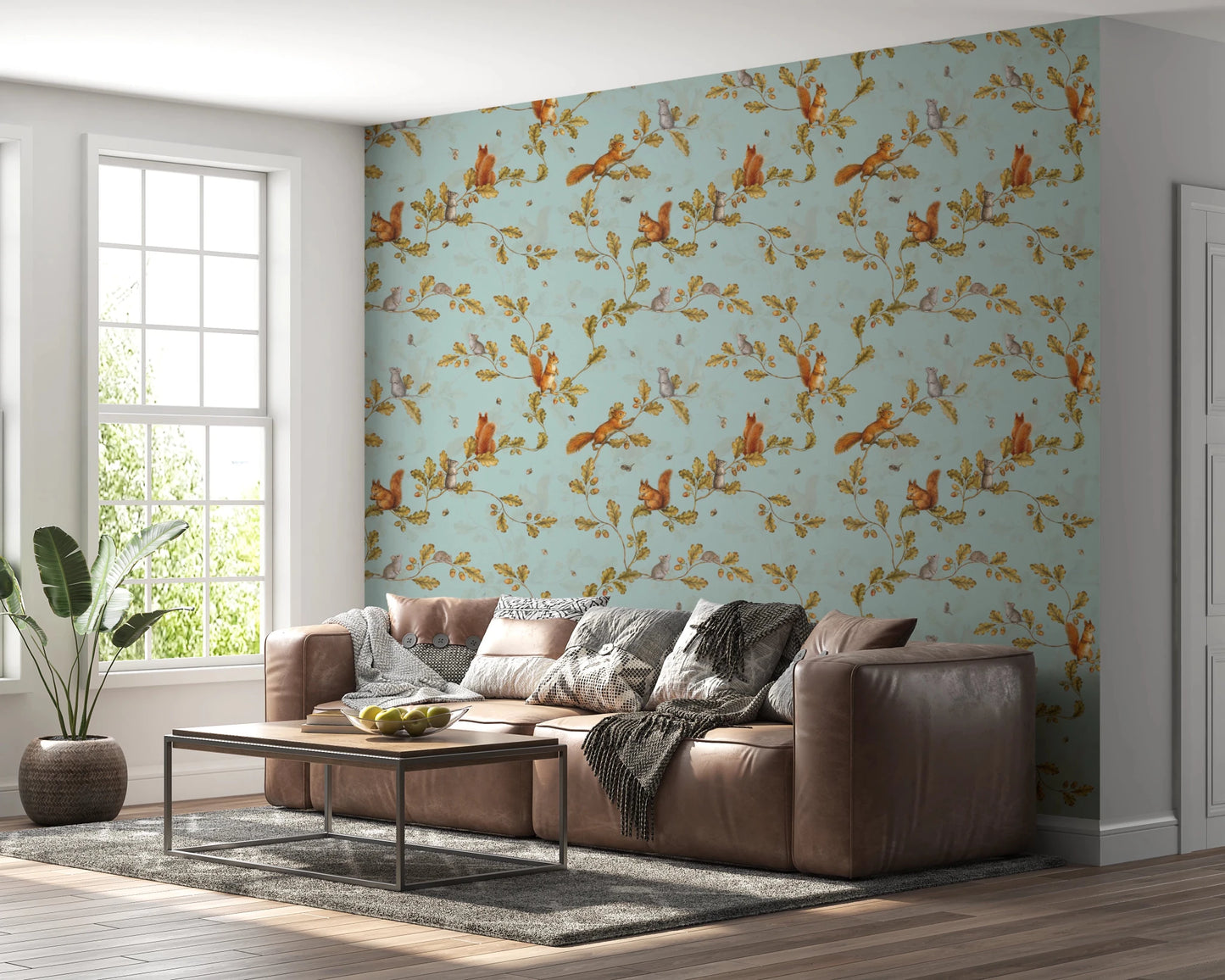 Sitting room with Rococo Forest Chinoiserie teal wallpaper, GD8692