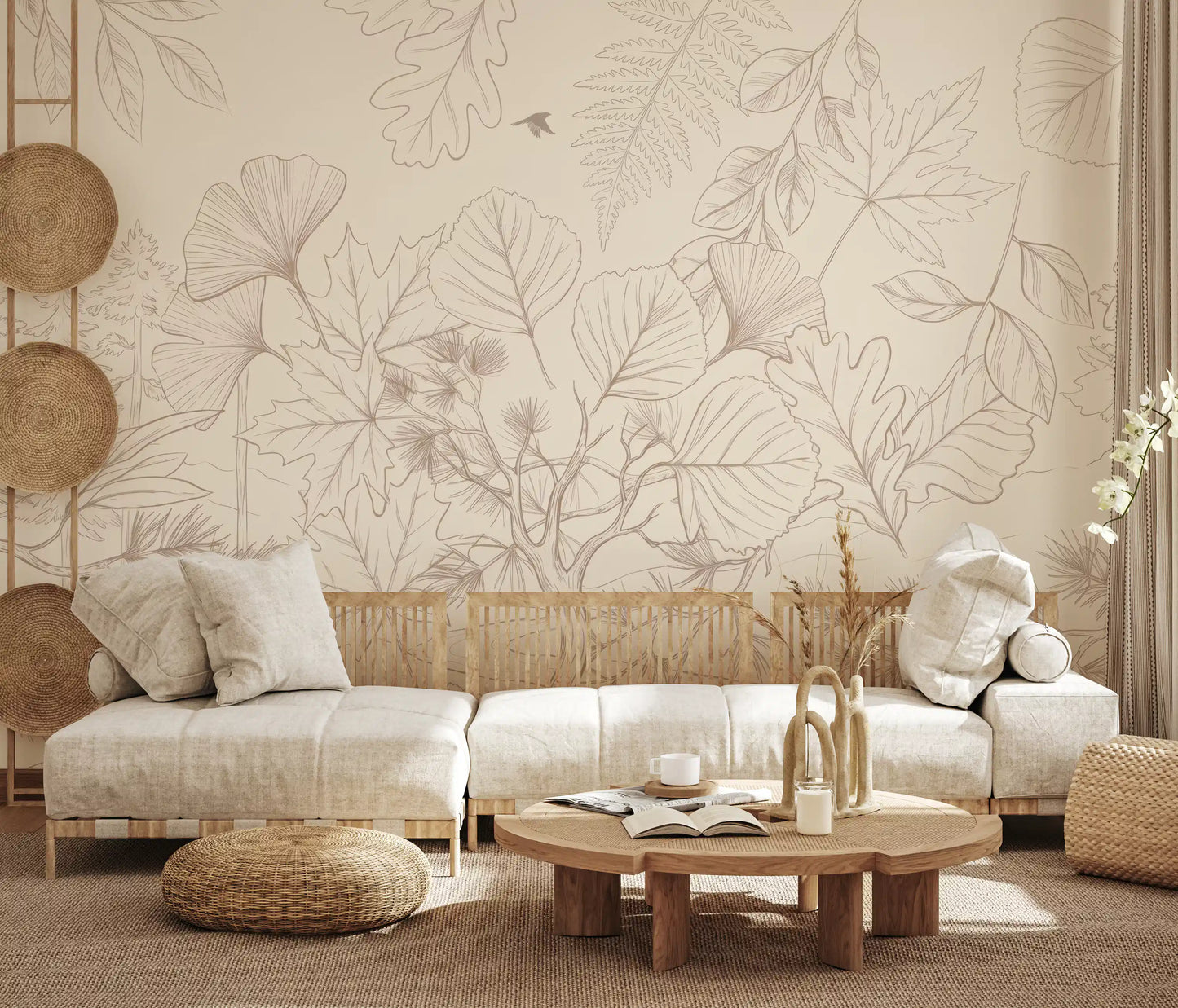 Serene Forest Sketch Wall Mural