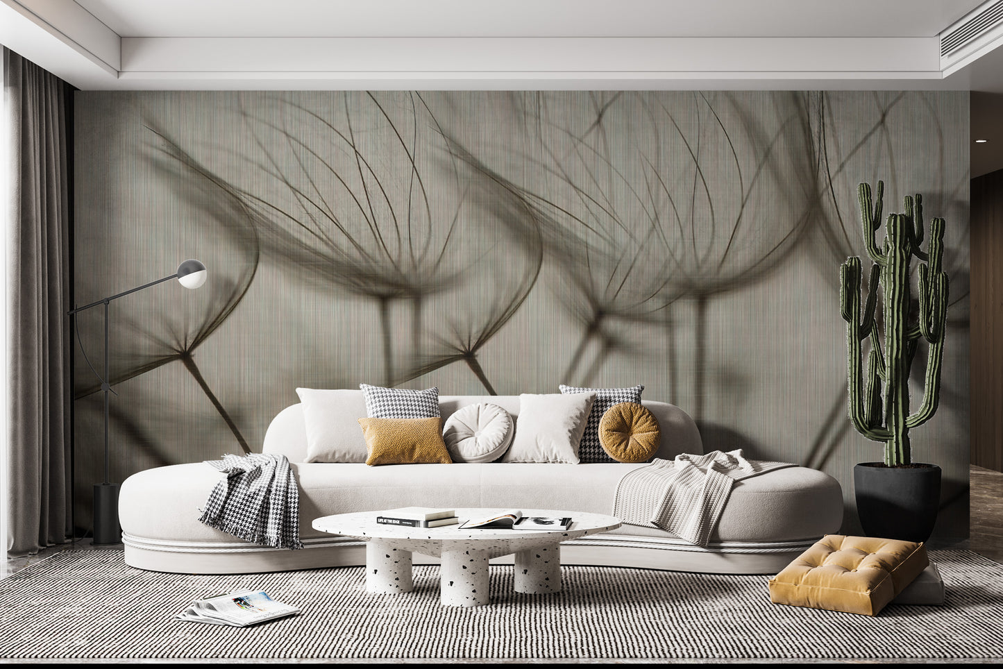 Soft botanical breeze floral wallpaper
