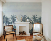 Lush tropical forest wallpaper design
