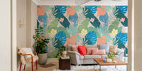 Bold Multicolor Botanical Print Wallpaper
