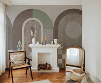 Earthy abstract arch geometric wallpaper
