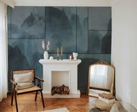 Foggy Blue Mountain Landscape Wall Mural
