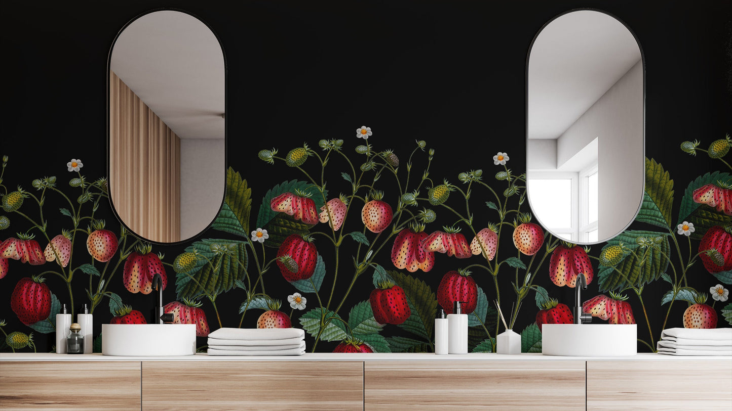 Delicate botanical design featuring berries.

