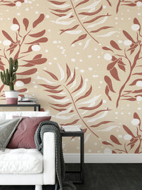 Neutral palm leaf mural for walls

