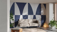 Bold Geometric Navy Wallpaper for Interiors
