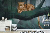 Leopard Rainforest Wall Mural - Giffywalls