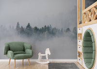 Dense fog forest wall mural
