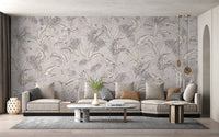 Artistic tropical wallpaper in gray
