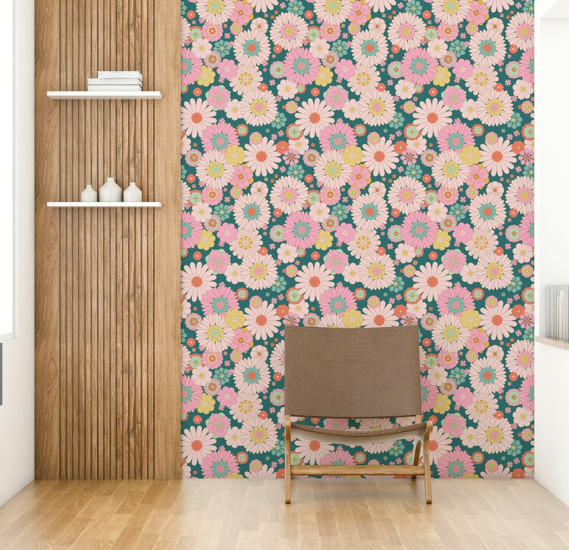 The design has a distinct 1970s or "mod" aesthetic.
