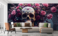 Floral Skull Halloween ghost wall mural