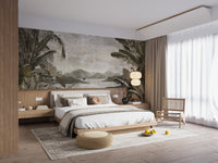 Elegant green forest wallpaper mural art
