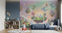 Magical Floating Islands and Mythical Friends Wall Mural