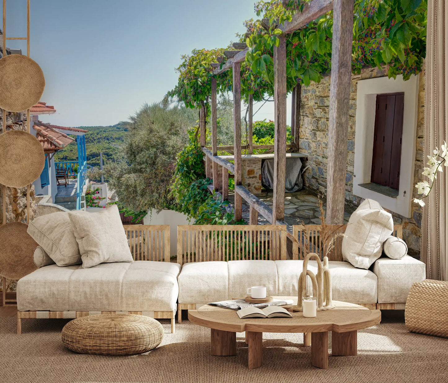 Rustic Pergola Hillside Retreat Wall Mural