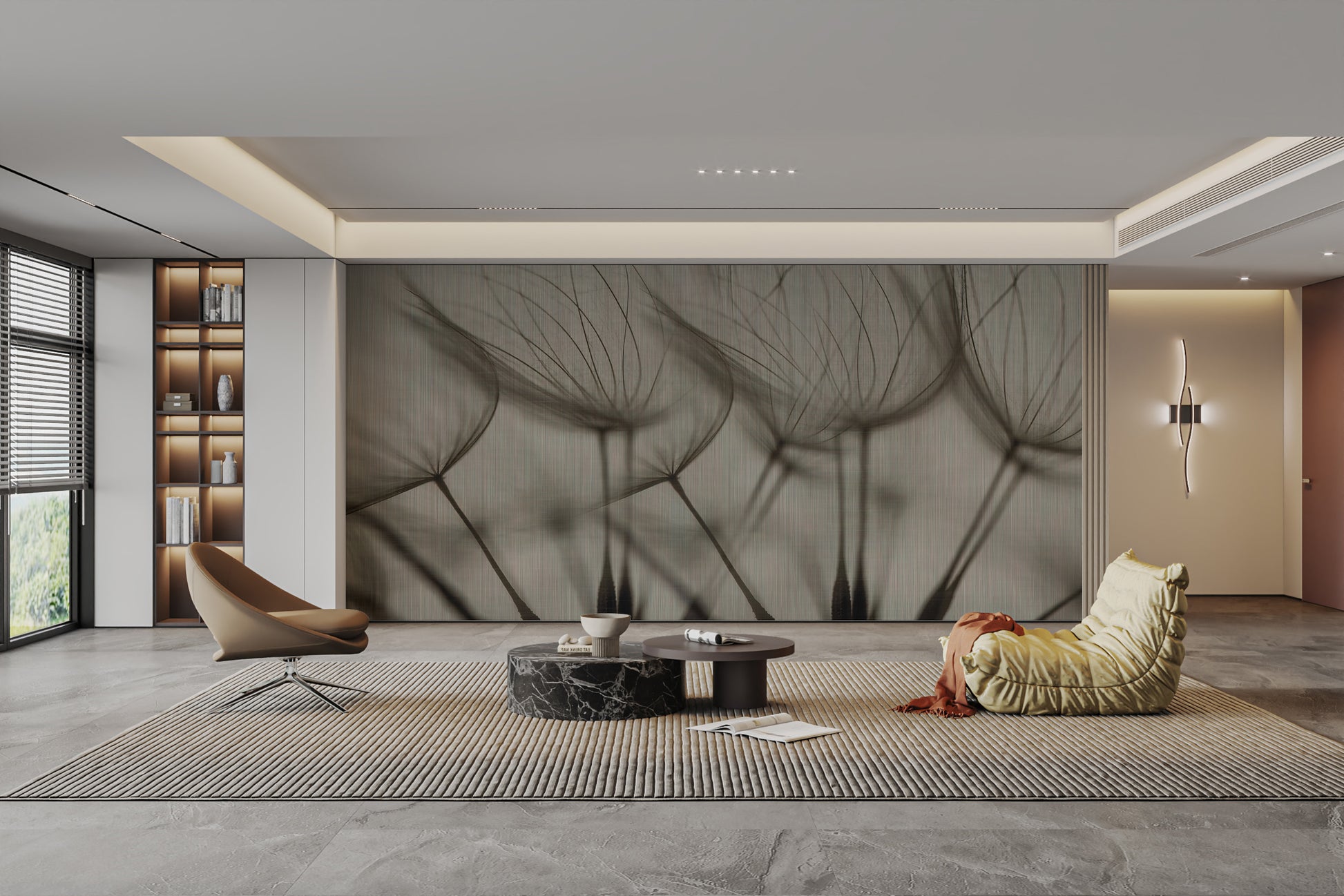 Nature-inspired floral wallpaper mural
