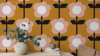 Flower Mustard Design Retro Wallpaper 