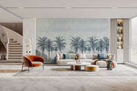 Hand-drawn palm tree wall mural
