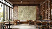 Hand-painted Magnolia on earthy green wall


