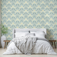 Light green Strawberry Folk mural pattern

