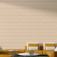 Clay-toned leafy wallpaper for interiors

