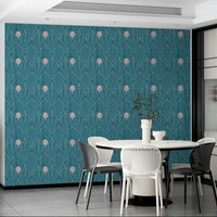 Elegant Art Deco wallpaper in teal and gold

