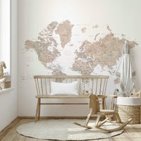 Vibrant Abey world map wall mural with capitals

