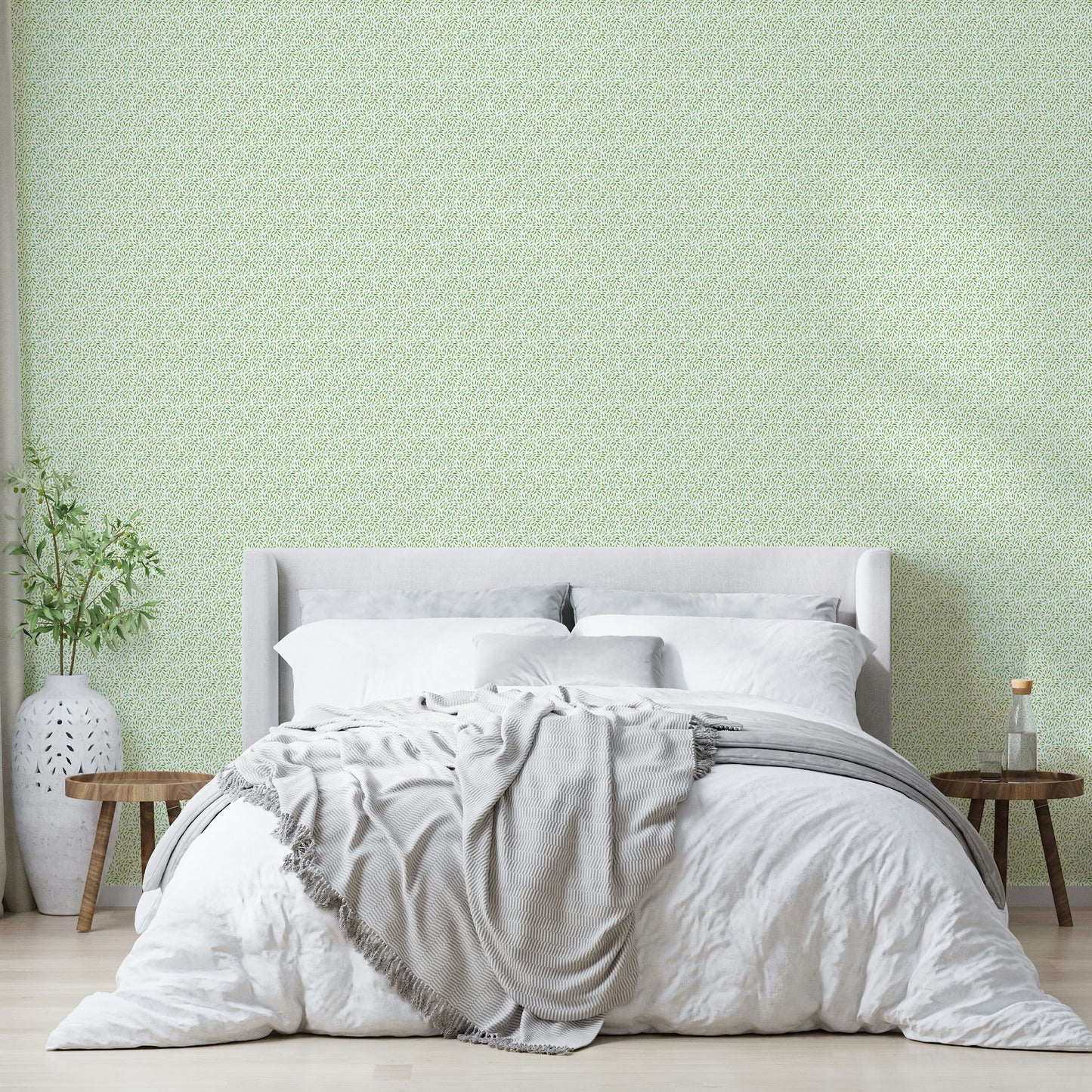 Subtle spring leaves wallpaper for decor

