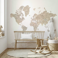 Beige watercolor world map design

