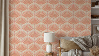 Geometric palm leaf pattern in pink

