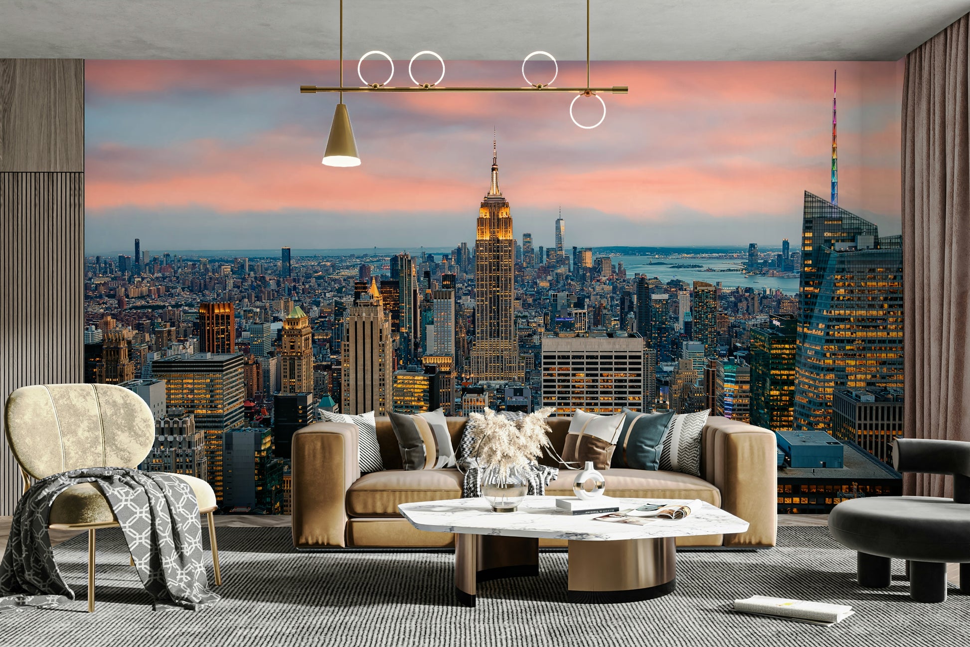 Evening New York view with skyscrapers

