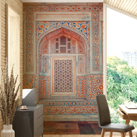 Ornate Mughal arch and floral tile work

