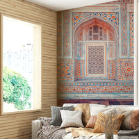 Mughal architecture with floral lattice panel

