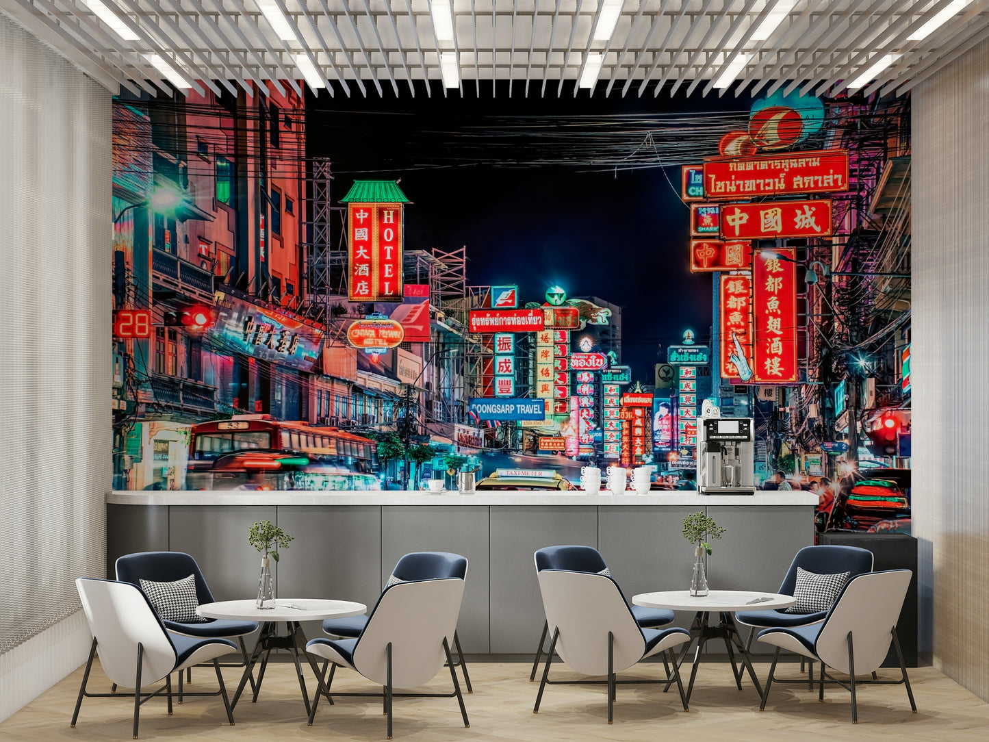 Fast-paced Bangkok street full of lights

