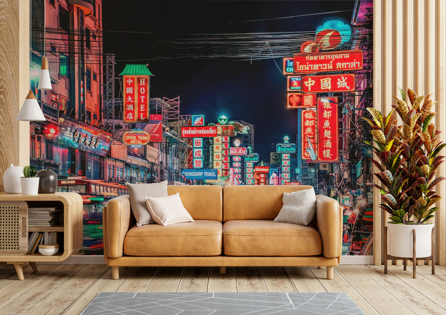 Bangkok traffic under glowing city lights

