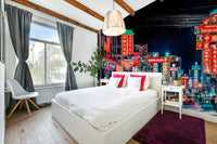 Nightlife scene in Bangkok with traffic flow

