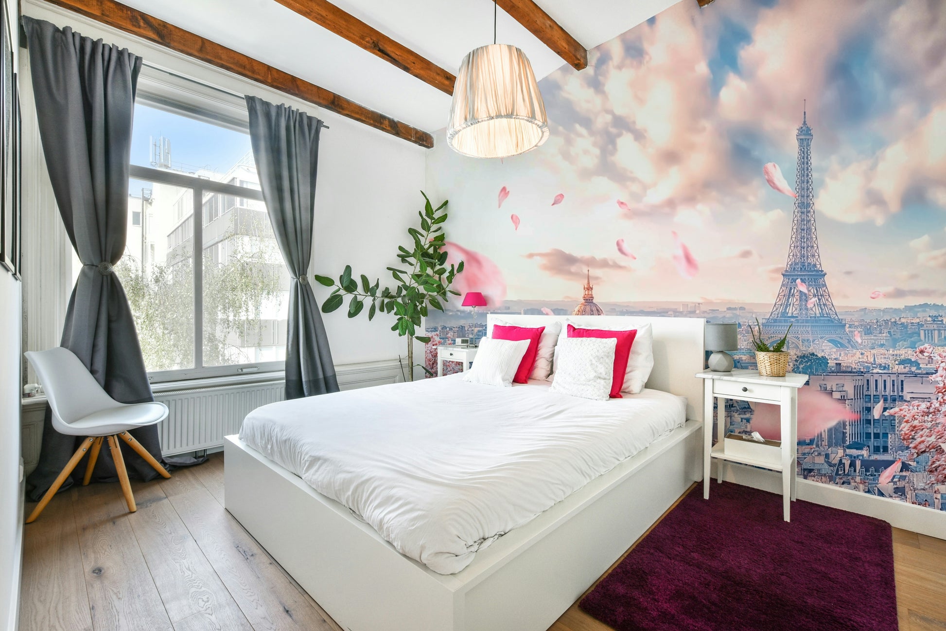 Paris cityscape in soft spring tones

