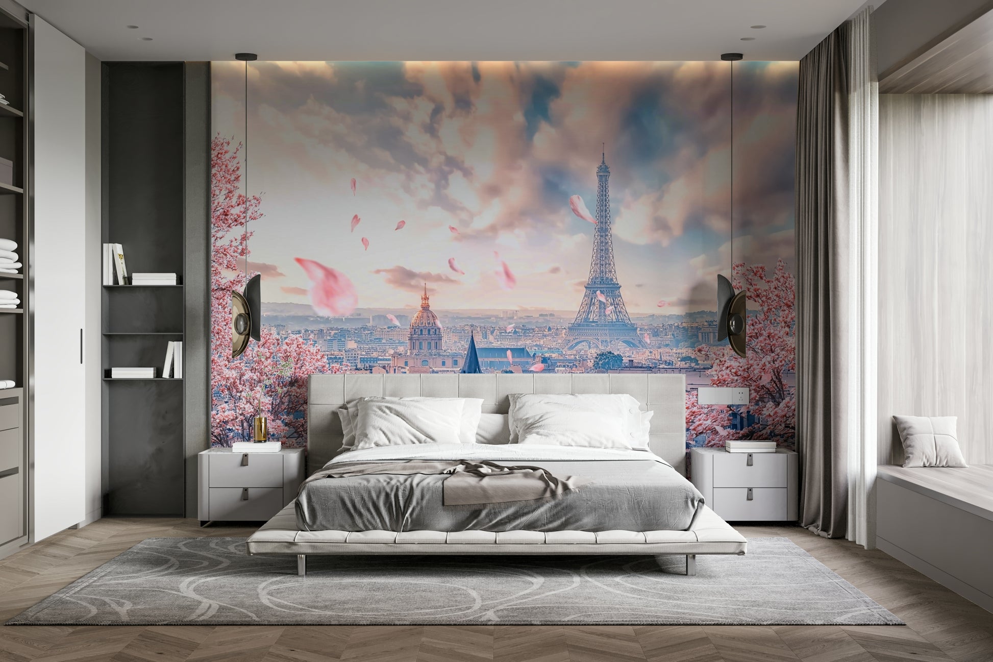 Cherry blossoms and Eiffel Tower view

