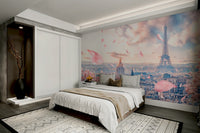 Soft pastel skyline of Paris in spring

