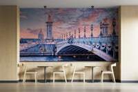 Elegant Paris bridge over river at dusk

