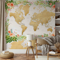 Boho chic floral watercolor map art

