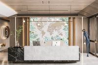 Watercolor map in beige tones decor

