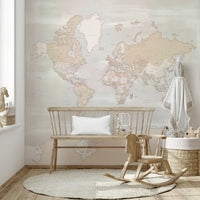 Rustic brown world map wallpaper art

