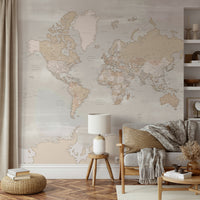 Warm rustic world map wall art

