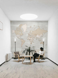 Natural rustic world map wall decor

