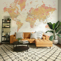 Decorative blush tint map wallpaper

