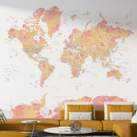 Watercolor map in blush tint hues

