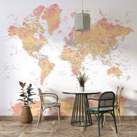 Blush watercolor world map wall decor

