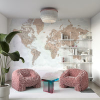 Antique style watercolor world map art

